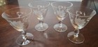 Vintage Set Of 4 Water Or Ice Tea Glasses With Gray Etch Cut Rose And Leaves