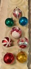 8 Vintage Mid Century Decorated Glass Christmas Ornaments Austria  W  Germany