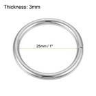25mm Metal O Rings Non-welded For Straps Bags Belts Diy Silver Tone 20pcs