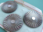 Antique Carved Shell Buttons Set Of 3 On Card Matching Striking Pattern Lot 1