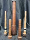 Vintage Industrial Wood Textile Mill Spools Bobbins Spindles Thread Lot Of 5