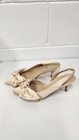 Seychelles Neve Women s Bow Pointed Slingback Ivory Satin Heels  Size 7 5 Formal
