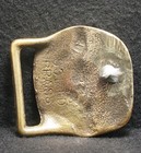 Wk17173 Very Cool Vintage 1970s  abstract Artwork  Mens Solid Brass Belt Buckle