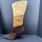 Womens Knee High Colorblock Boots Size 9 Faux Suede 3 75 Heel Fashion Boots