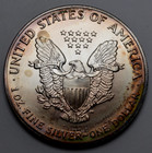 1991 American Silver Eagle  1 Dollar Rainbow Nat toning 1 Oz 999fine Silver Coin