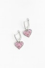 Silver Heart Earrings With Pink Crystal  Handmade Swarovski Inspired Jewelry