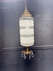 A Brilliant Mcm Vintage Hollywood Regency Swag Hanging Lamp Satin Glass Shade