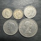 New Zealand Coin Typenset Lot Of 5 Different 3 6 Pence Shilling Florin Kiwi