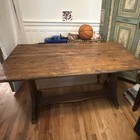 Antique Wooden Rectangular Dining Table Brown Rustic Finish Original