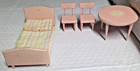 Vogue Ginny Doll Furniture Pink Wood Youth 7910 Bed Chair Table 1956 Vintage Tlc