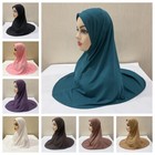 Girls Plain Color Muslim Hijab Islamic Headwrap Headscarf Soft Fit For Teenagers
