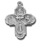 Sterling Silver Four-way Medal Miraculous Scapular Saint Christopher St Joseph
