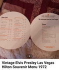 Elvis Presley Las Vegas Hilton Menu  1972  Orange Excellent Condition