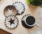 Cowhide Coaster Star Assorted - Set Of 12