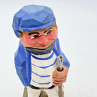 Vintage Hand Carved Wood Sea Sailor Nautical Figure 4 5    Blue Coat Folk Art
