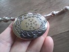 Vintage Estee Lauder Moonsilver Solid Perfume Necklace pendant Box