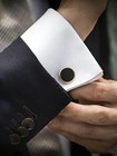 Gold Silver Cufflnks For Men With Black Enamel  French Cuff Shirt Gift Box Gold