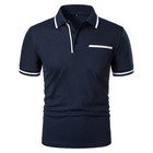 Men s Short Sleeve Polo Shirt  Solid Color Casual T-shirt With Pockets