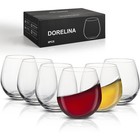 Stemless Wine Glasses Set Of 6 Durable Dishwasher Safe Tumblers Entertaining New