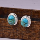Natural Turquoise Stud Earrings Sterling Silver Minimalist Jewelry Gift For Her
