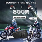 800m Intercom Bluetooth Motorcycle Bike Helmet Interphone Headset For 2 Riders