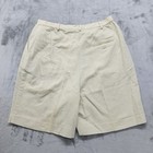 Vintage David Brooks Shorts Womens 10 Petite Beige Plaid Linen Cotton High Rise