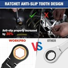 Workpro 8pc Flex Head Ratcheting Wrench Set Metric 8-17mm Anti-slip Set 72-teeth