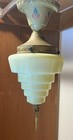 Antique Art Deco Shade Ceiling Light Fixture Double Glass Shade