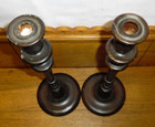 Pair Of Vintage   Antique Turned Wood Candlesticks - 14 7 8 