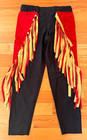 Pro Wrestling Tights Black W  Red   Gold Tassels Side Design Sz  38-40 Large