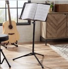 Black Metal Tripod Sheet Music Stand  Foldable Height-adjustable  1 Tier