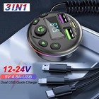 Car Bluetooth 5 0 Fm Transmitter Mp3 Modulator 3-in-1 Charge Cable Handsfree Aud