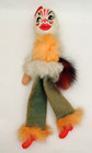 Vintage Clown Doll Celluloid Face Hands Feet Felt  feather Body Creepy Clown