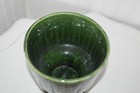 Vintage Green Planter Pedestal Drip Glaze Ceramic Pottery Grooved 6  Tall 6 5  W