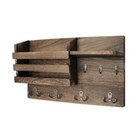 Bh-tz010 Key   Letter Mail Holder Rack Solid Wooden Shelf Wall Mount Home Decor