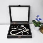  mooca Tempered-glass Top Small Wooden Jewelry Display Case With Removable Black