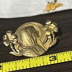 Rare Virgin Mary Antique French Gold Filled Art Nouveau Signed Fix Tairac Pin