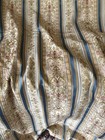 Vintage French Lisere Floral Stripe Satin Brocade Jacquard Fabric   Blue Rose