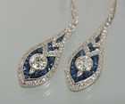 3 50ct Vintage Art Deco Style Diamond Drop Dangle Engagement Silver Earrings Set