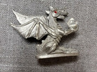 Pewter Dragon Holding Crystal Vintage 90s Miniature Winged Dragon Spoontiques