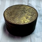 Vintage Brass And Copper Woven Metal Container