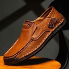 Men s Genuine Leather Handmade Casual   Loafers Breathable Slip On Driving Shoes