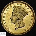 1874 Type 3 Indian Princess Gold One Dollar G 1  semi-pl Proof-like  