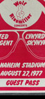 Ted Nugent   Lynard Skynrd 1977 Anaheim Stadium Guest Pass