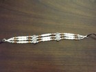 Native American Indian Silver   Brown Beads Bone Choker Necklace