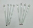 Vintage Set Of 8 Clear Glass Stirrers With Round Red Ends Cocktail Drink Mixers