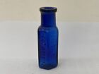 58688 Vintage Antique Glass Bottle Poison Hexagonal Not To Be Taken Rare Blue