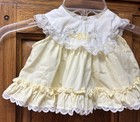 Vintage Baby Togs Yellow Embroidered Ruffle Lace Trim Dress 3-6 Months