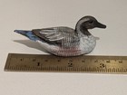 Set Of  3  Vtg 3  Miniature Hand Carved Painted Wooden Ducks Decoy Glass Eyes 