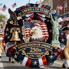 America 250th Anniversary Wreath Decor 1776-2026 Patriotic Usa Independence Day
